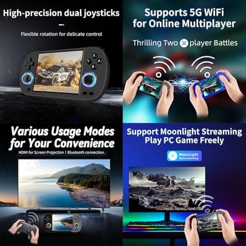 RG40XX H Retro Handheld Game Consoles RG40XXH Retro Gaming Console 64 TF Card Preloaded Games 5000+ Portable Gaming Console Linux 64-bit System 4.0'' IPS Screen WiFi Bluetooth HD and TV Output Black 3