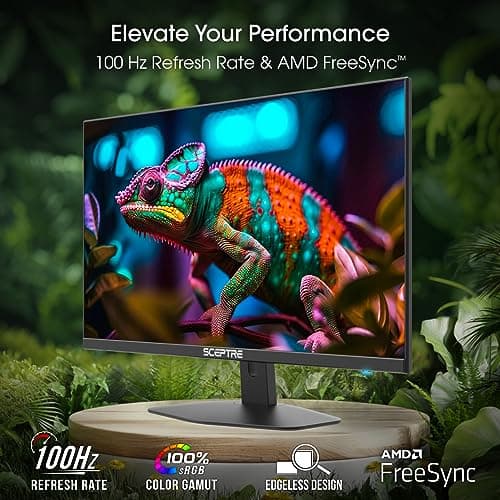 New! Sceptre 27-inch Gaming Monitor 100Hz 1ms DisplayPort HDMI x2 100% sRGB AMD FreeSync Build-in Speakers, Eye Care Frameless Machine Black 2025 (E275W-FW100T Series) 2