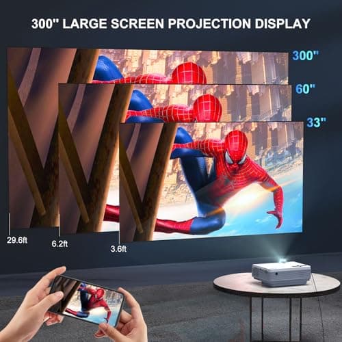 Projector with WiFi and Bluetooth, FUDONI Upgrade Projector Native 1080P 14000L 4K Supported, Portable Movie Outdoor Projector for Home Theater, Compatible w HDMI/USB/TV Stick/Laptop/iOS Android Phone 5