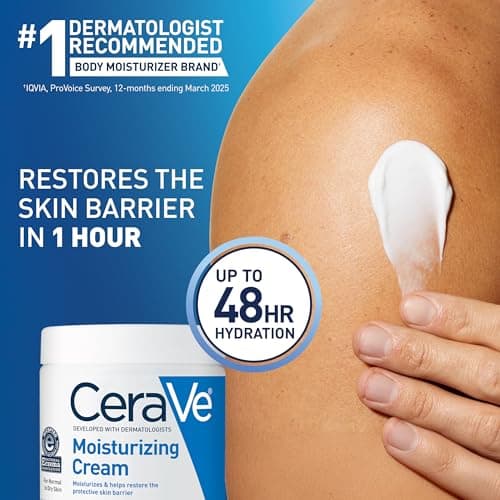 CeraVe Moisturizing Cream, Body and Face Moisturizer for Dry Skin, Body Cream with Hyaluronic Acid and Ceramides, Daily Moisturizer, Oil-Free, Fragrance Free, Non-Comedogenic, 19 Ounce 5