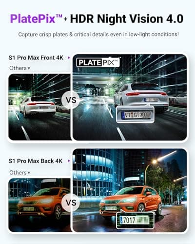 Vantrue S1 Pro Max AI Dash Cam 4K+4K with ADAS, Dual STARVIS 2 Dash cam Front and Rear, 2 Channel HDR Dashcam, PlatePix Night Vision, 5G WiFi, Voice Control, GPS, 24H Buffered Parking Mode, 1TB Max 4