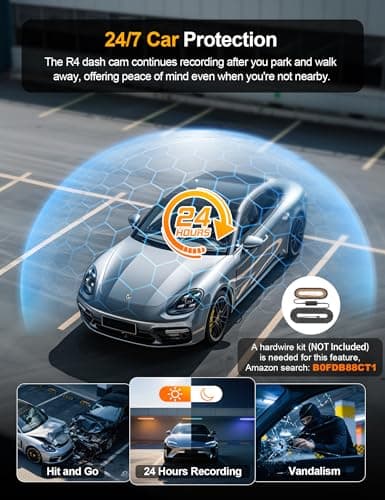 KEYROO 360° View 4K 4 Channel Dash Cam Front and Rear Inside Left Right, Built-in GPS, 5.8GHz WiFi, Car Dash Camera for Cars with App Connect, Support Parking Mode, G-Sensor, Free 128GB Card 5