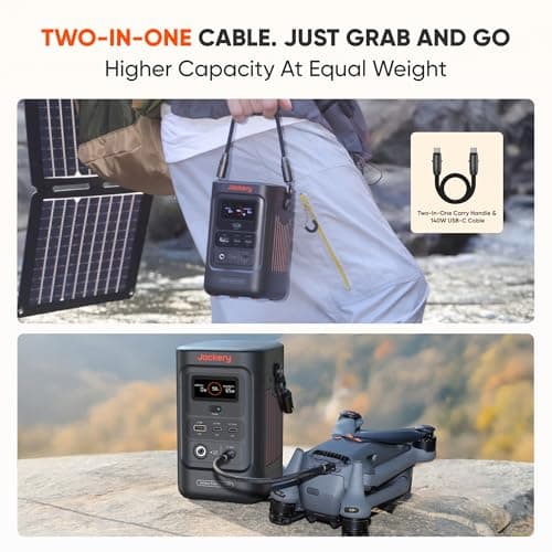 Jackery Explorer 240D Power Bank, 256Wh LiFePO4 Battery Portable Power Station, 200W DC Output, Charging Cable Included,1-Hour Fast Charging, Compact for Outdoor Camping, Travel, Emergencies 5