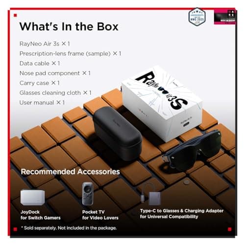 RayNeo Air 3s AR/XR Glasses, 201" 120Hz FHD HueView Display, Portable AR Video Eyewear Gaming Glasses for iPhone 17, 16/15, Android, Mac, Switch, PS5, Steam Deck - Next-Gen Wearable Theater 5