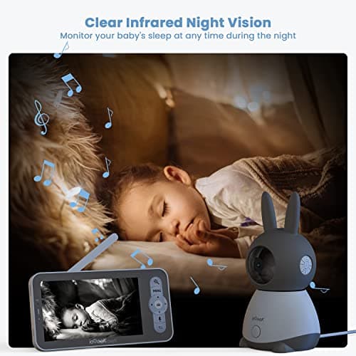 ieGeek 2K Split-Screen Baby Monitor, 5" Audio Baby Monitor with 2 Cameras, WiFi Smartphone Video Dual Camera, Night Vision, Motion & Cry Detection, Two Way Talk Temper &Humidity Sensor 2