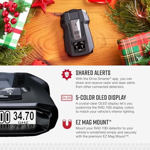 Cobra RAD 700i Laser Radar Detector - Premium Detection Range, AutoLearn Intelligence, Advanced Filtering Software, Apple CarPlay and Android Auto Compatible, Laser Eye Front and Rear Detection 4