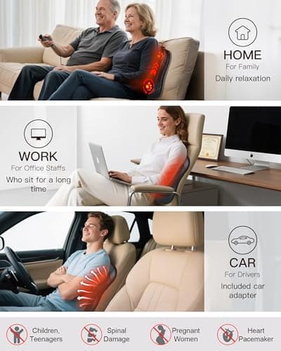 Musugy Shiatsu Back Massager with Heat : Up and Down Rolling Massage - Electric Back Massage for Pain Relief Deep Tissue - Lower-Back Massager for Office, Home 6