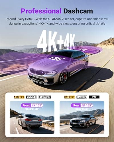 Vantrue S1 Pro Max AI Dash Cam 4K+4K with ADAS, Dual STARVIS 2 Dash cam Front and Rear, 2 Channel HDR Dashcam, PlatePix Night Vision, 5G WiFi, Voice Control, GPS, 24H Buffered Parking Mode, 1TB Max 3