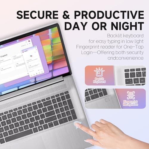 HP 17 Laptop Computer for Business, Intel i5-1334U(Up to 4.6 GHz), 17.3" HD+ Display, 32GB RAM, 1TB SSD Backlit KB, Fingerprint Reader, Lifetime Win 11 Pro & Copilot AI, with G255 Pro Accessory Box 5