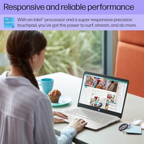 HP Portable Laptop, Student and Business, 14" HD Display, Intel Quad-Core N4120, 16GB DDR4 RAM, 64GB eMMC, 1 Year Office 365, Webcam, RJ-45, HDMI, Wi-Fi, Windows 11 Home, Silver 3