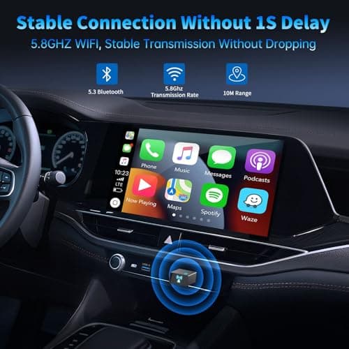 CNDPSTE Wireless CarPlay Adapter for iPhone[2025 Upgrade]Convert Wired to Mini Wireless Bluetooth Car Play Adapter, Plug and Play Stable Connection Compatible for Cars from 2016 & iOS 10+,USB A/Type C 5