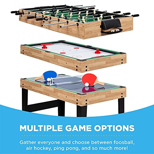 Best Choice Products 10-in-1 Combo Game Table Set w/Hockey, Foosball, Pool, Shuffleboard, Ping Pong, Checkers, Bowling, and Backgammon - Natural 3
