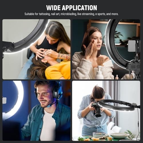 NEEWER Ring Light 18inch Kit: 55W 5600K Professional LED with Stand and Phone Holder, Soft Tube & Bag for Tattoo Lash Extension Barber Makeup Artist Studio Video Photography Lighting, RL-18 2
