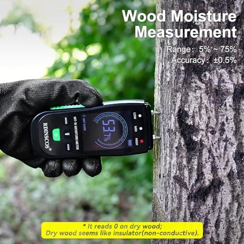 RDINSCOS Pin-Type Wood Moisture Meter – Digital Handheld Moisture Detector for Firewood, Drywall, Concrete, and Building Materials – Accurate with Hold Function & Backlit LCD 2