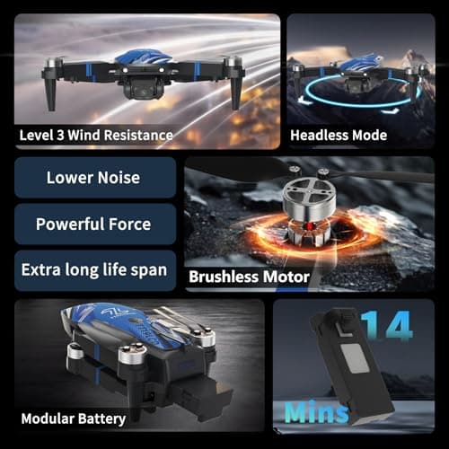 TTROARDS Drone with 4k Camera for Adults, Drone with LCD Screen 2.8 Inch, 32G SD Card, Professional Brushless Motor 270° Obstacle Avoidance, Foldable Remote Control Mini Quadcopter for Beginners 4