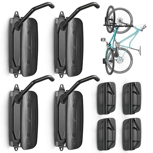 monTEK Swivel Bike Wall Mount, Bike Hangers for Garage, Space-Saving Vertical Bike Rack, Sturdy Bike Storage Rack Holds Up to 66lbs, Easy to Install, 4 Pack 3