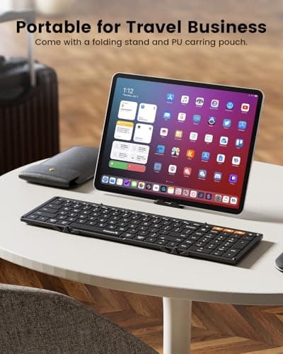 ProtoArc Backlit Foldable Keyboard, XK01 Plus Folding Portable Bluetooth Keyboard for Travel, True Full Size External Wireless Keyboards with Backlight for iPad Tablet Smartphone Laptop - Black 3