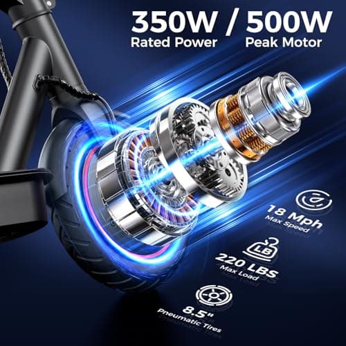 HopCycle Electric Scooters - 500W Adult Electric Scooter, 18 MPH Top Speed, 8.5'' Tires,21 Miles Long Range, Portable E Scooter for Adults and Teens 2