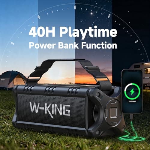 W-KING Bluetooth Speaker, 90W Max Portable Outdoor Speaker Loud, IPX6 Waterproof/50W Deep Bass Subwoofer/40H/EQ/Dual Pairing/TF/AUX, Large Boombox Speakers Bluetooth Wireless for Party/Beach/Jobside 5