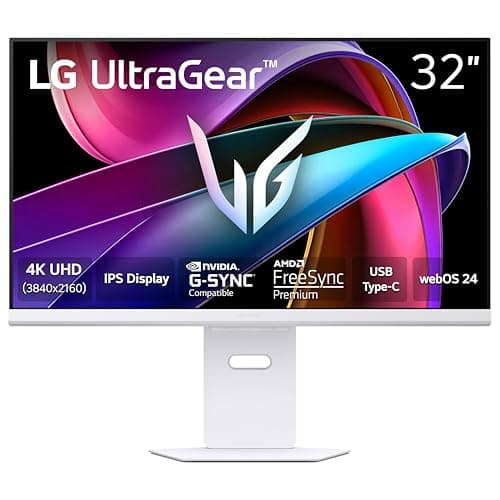 LG 32G810SA-W 32-inch Ultragear 4K UHD (3840 x 2160) IPS Gaming Monitor, 144Hz, 1ms, NVIDIA G-Sync Compatible, AMD FreeSync Premium, VESA DisplayHDR 400, HDMI, DisplayPort, USB Type-C, White