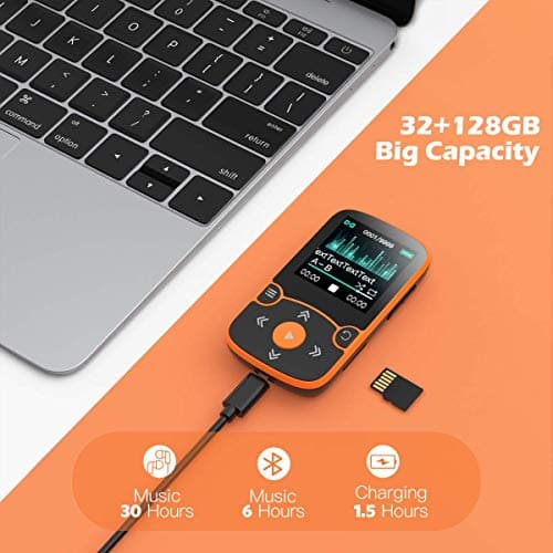 AGPTEK 16GB MP3 Player with Clip, Bluetooth 5.3 Lossless Sound with FM Radio, Voice Recorder for Sport Running, Supports up to 128GB TF Card, Orange 4