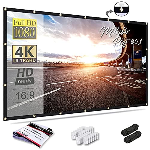 Mdbebbron 120 inch Projector Screen 16:9 Foldable Anti-Crease Portable Projector Movies Screens for Home Theater Outdoor Indoor Support Double Sided Projection
