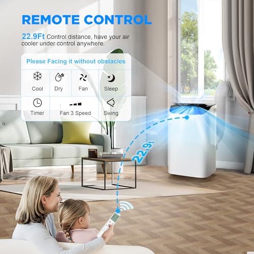 Humhold 14000 BTU Portable Air Conditioners with Remote Control, 3-in-1 Free Standing Cooling AC Unit with Fan & Dehumidifier, Cools Room up to 700 sq.ft, Smart/Sleep Mode,3 Speed,Auto Swing,24H Timer 5