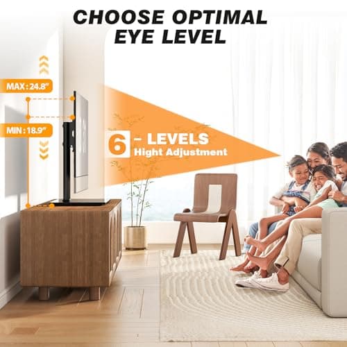 5Rcom Universal Swivel TV Stand for 27-60 inch Curved/Flat Screen TVs, Table Top TV Base Replacement Holds up to 88 lbs, Height Adjustable TV Stand Mount with Tempered Glass Base, MAX VESA 400x400mm 4