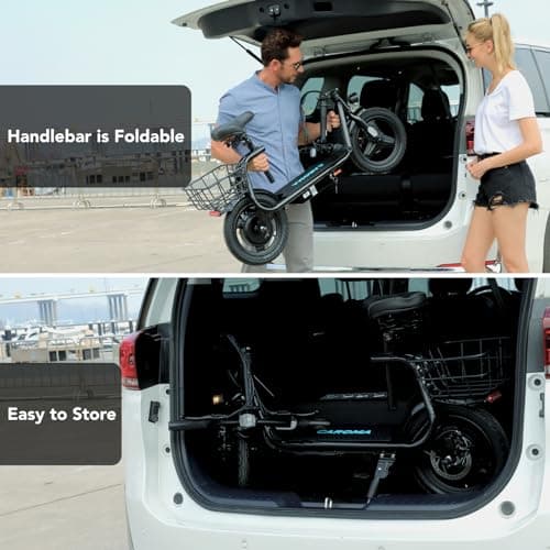 Caroma Peak 500W Electric Scooter with Seat, 20Mph Top Speed &15Miles Max Range, 14" Foldable E Scooter for Commuting with Basket (Black) 3