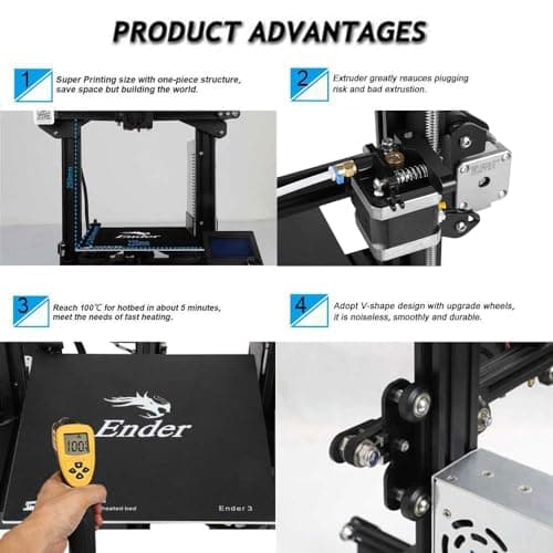 Official Creality Ender 3 3D Printer Fully Open Source with Resume Printing Function DIY Printers Build Volulme 8.66x8.66x9.84 inch 4
