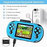 TaddToy 16 Bit Handheld Game for Kids Adults, 3.0'' Large Screen Preloaded 230 HD Classic Retro Video Games with USB Rechargeable Battery & 3 Game Cartridges for Birthday Gift for Kids 4-12 (Blue) 5