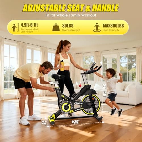 pooboo Exercise Bike, Brake Pad Stationary Bike for Home with Exclusive App, Adjustable Magnetic Resistance Quiet Indoor Cycling Bike with 350lbs Weight Capacity Extra Comfort Seat,Indoor Cycling Spin Bike Workout Bike with Tablet Holder and Fitness Courses for Weight Loss 5
