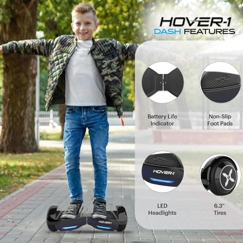 Hover-1 Dash Self Balancing Scooter with 5 mph Max Speed, Dual 75W Motors, 6.3” Tires, 3 Mile Range, and LED Lights Smart Balance Wheel 3
