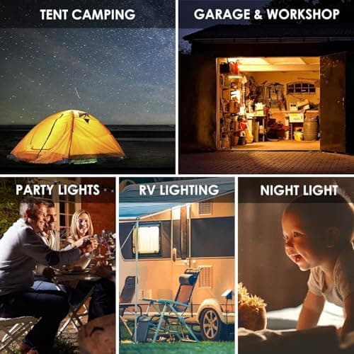 Onite USB LED Light Bulb, Emergency Backup Lighting for Camping, Garage, Power Outage Preparedness, for Portable Power Station & Solar Panel, Outdoor Lantern with Hook & 8.4ft Cord, Warm White (1) 4