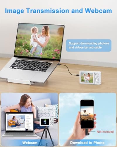 Digital Camera, 4K 64MP Cameras for Photography, Point and Shoot Digital Camera with Auto Focus, Dual Camera, Flash, 16X Zoom, Anti Shake, 32GB Card, Compact Vlogging Camera for Teens, Adults 3