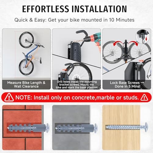 BYHUME Bike Rack Garage,Bike Wall Mount, 150° Swivel & Space-Saving Vertical Bike Hangers for Storage, Sturdy Bike Stand Holds Up to 66lbs, Easy to Install, 2 Pack 5