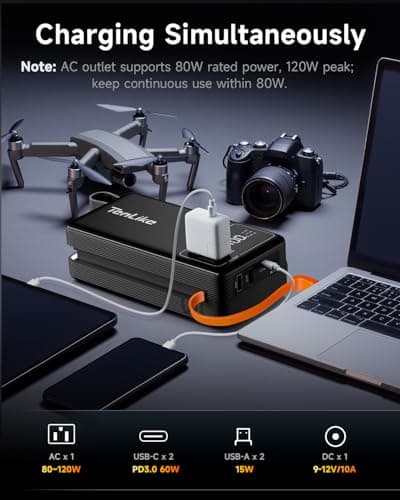 Portable Power Station 99.9Wh Power Bank for Camping Essentials Small Electric Mini Generator Large Lithium Battery with 110V AC Plug in Output 60W Type-C Laptop Home Backup Outdoor Emergency 2