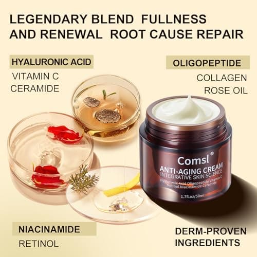 comsl US-Made With 30% Active Ingredients,SGS Certified, Retinol Vitamin C Niacinamide, Ceramide,Oligopeptides,Anti-Aging Face Moisturizer for Face, Firming Skin Care,Neck & Upper Chest -1.7 fl.oz 3