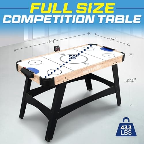 SereneLife 58" Air Hockey Game Table, w/ Built-in Score Tracker & Puck Dispenser, Digital LED Scoreboard & Accessories 5