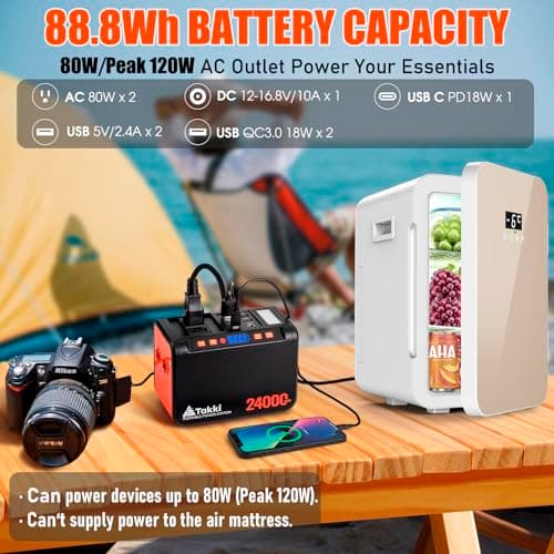 Takki 88.8Wh Portable Power Station Lithium Battery Solar Generator Power Bank with 110V AC Outlet Battery Backup for Camping Home Use Emergency(Solar Panel Optional) 3
