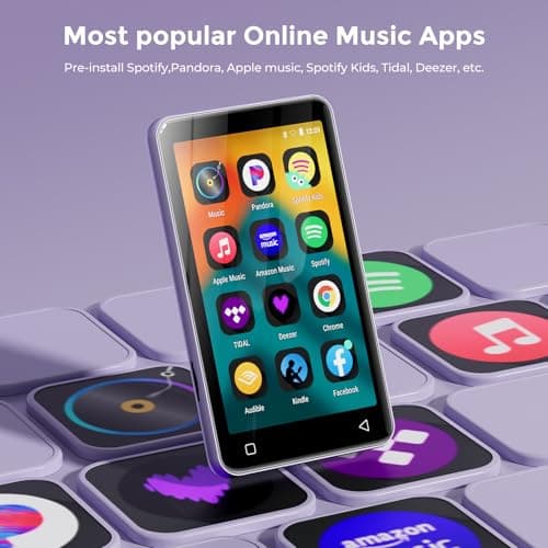 innioasis 80GB MP3 Player with Bluetooth and WiFi, MP3 Player for Kids with Spotify, Spotify Kids, Pandora, Audible, 4.0" Touch Screen Music Player with Parental Controls, Up to 1TB (White+ Purple) 2