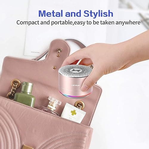 LENRUE A2 Portable Wireless Bluetooth Speaker with Lights and Lanyard,5W Mini Small Metal Speakers Bluetooth 5.0/Aux-in for iPhone Android Home Outdoor, Gifts for Women/Girls 2