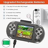 TaddToy 16 Bit Handheld Game for Kids Adults, 3.0'' Large Screen Preloaded 230 HD Classic Retro Video Games with USB Rechargeable Battery & 3 Game Cartridges for Birthday Gift for Kids 4-12 (Black) 5