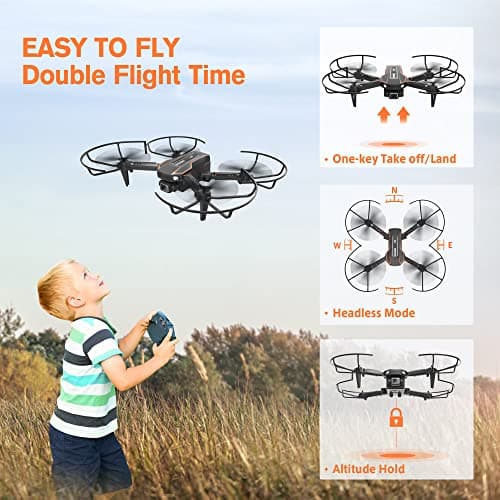 AVIALOGIC Mini Drone with Camera for Kids, Remote Control Helicopter Toys Gifts for Boys Girls, FPV RC Quadcopter with 1080P HD Live Video Camera, Altitude Hold, Gravity Control, 2 Batteries, Black 2