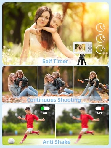 Camkory Digital Camera for Kids，Teens and Starters, FHD 1080P Point and Shoot Camera with 32GB Card 16X Zoom Anti Shake, Gift for Boys Girls Kids, White 5