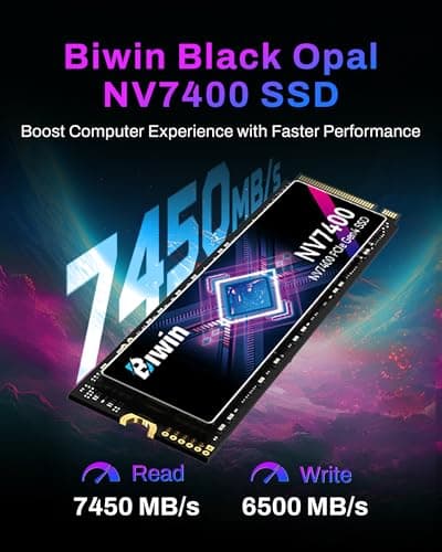 BIWIN Black Opal NV7400 1TB SSD Gen4x4, Read Speed up to 7450MB/s, NVMe M.2 2280 PCIe 4.0 Internal PC Solid State Drive for Laptop/Desktop/PS5 3
