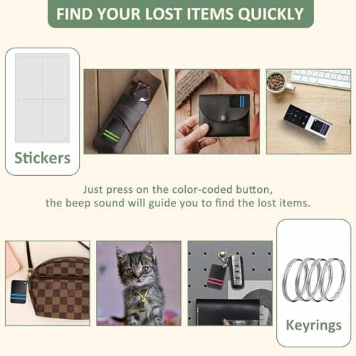Remote Control Finder, Pack of 4 Find My Keys Device Stick on Remote Finder Beeper, Tracker Tags for Car Keys and Phones | 135Ft Range 85dB RF Key Locator, Lost Key Finders That Make Noise (Black) 4