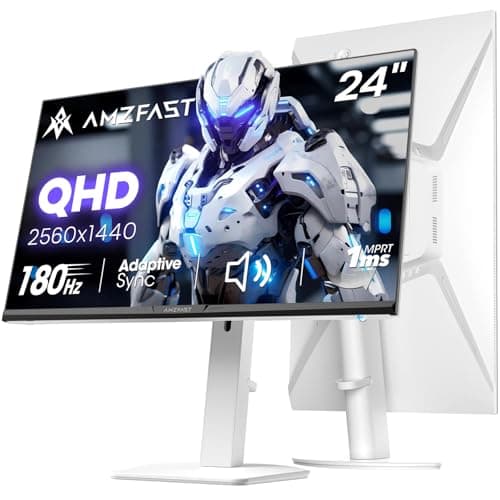 Amzfast 24 Inch Gaming Monitor 180Hz QHD 2k 2560 ×1440p Monitor, 1ms Adaptive Sync, 96% DCI-P3, Built-in Speakers, Height Adjustable, VESA Mount, IPS Monitor with HDMI 2.0 x 2 & DP 1.4 x 2, AMZG24F6Q