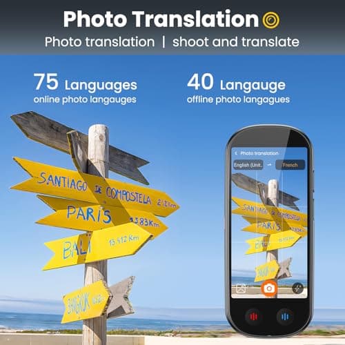 Language Translator Device No WiFi Needed, AI Translator with ChatGPT, Two Way Real Time Voice Translator Device with 150+ Languages, Recording/Offline/Photo Translation for Travel Business Learning 5