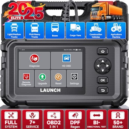 2025 LAUNCH CRP129HD Heavy Duty Truck Scanner with DPF Regen, Speed Limit Adjust Reset, Full System Diesel Semi Truck Diagnostic Tool & Code Reader for Cummins Detroit International Paccar